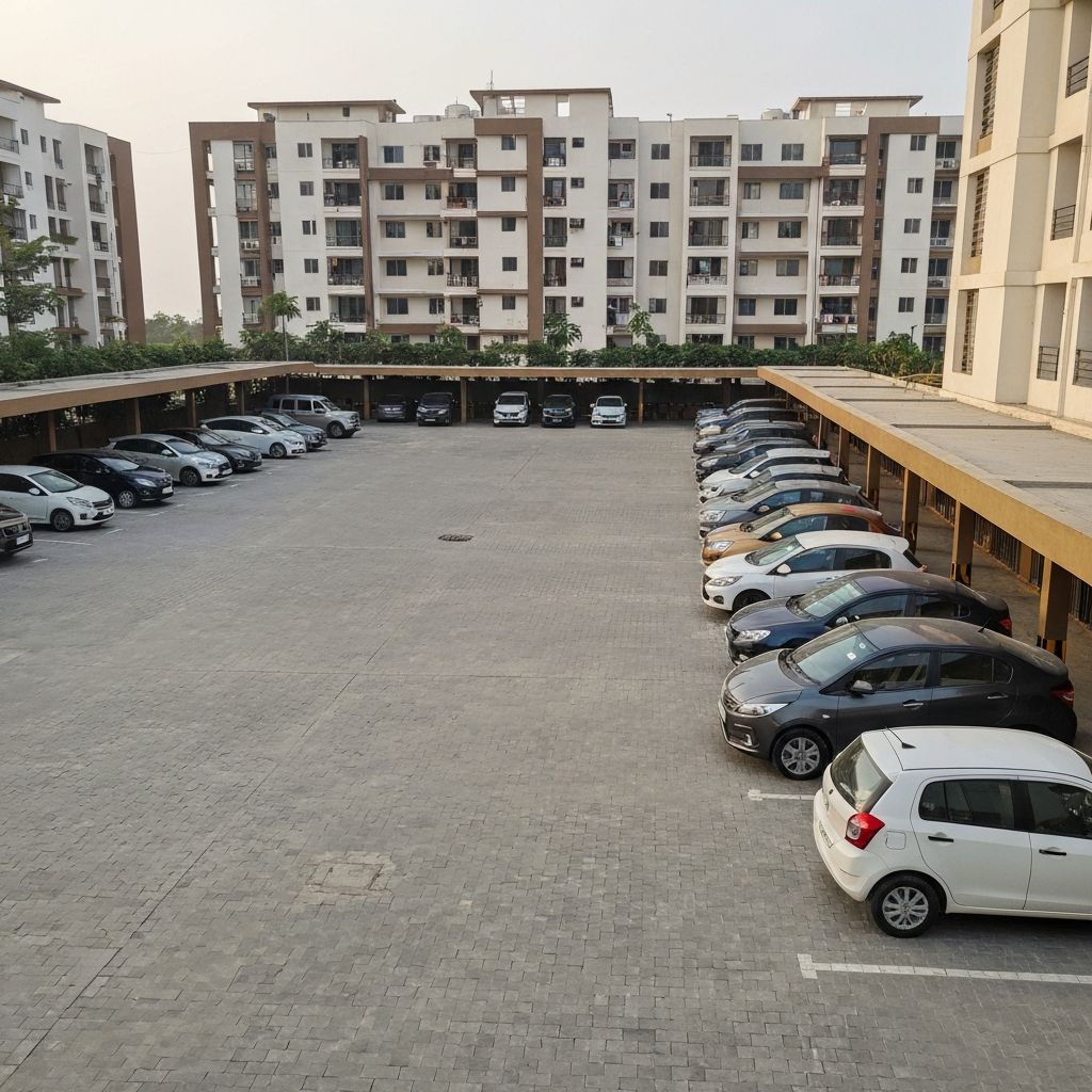 Multiple cars in society parking